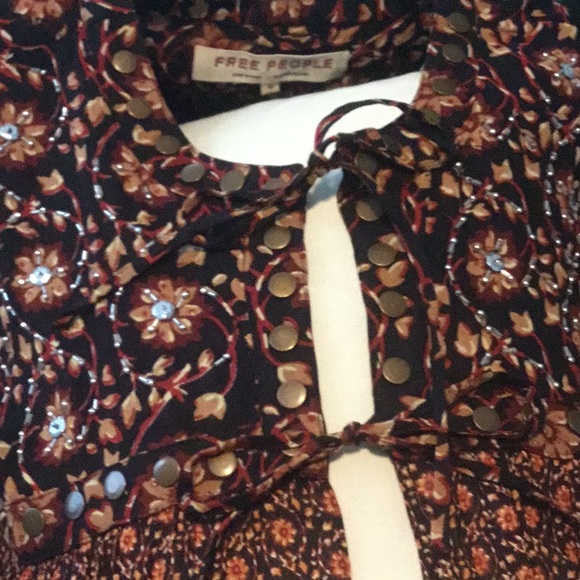 Free People embellished tie front top I’m multi-color - Picture 5 of 7